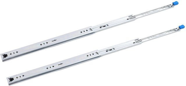 Koogeelife 2er Set Schwerlast Schiebeschienen 3-fach Vollauszug mit Selbstverriegelung, 22 Zoll, Silber - Bild 1