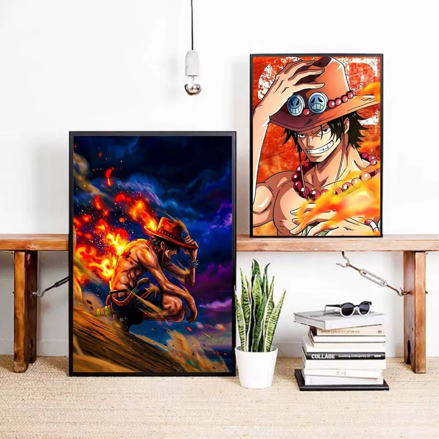 One Piece Portgas D. Ace Anime Poster Selbstklebender Papierdruck in Mehrfarbig - Bild 3
