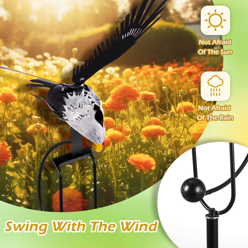 Wetterbeständiger Eulen Wind Spinner aus Metall in Schwarz für die Garten Dekoration - Bild 4