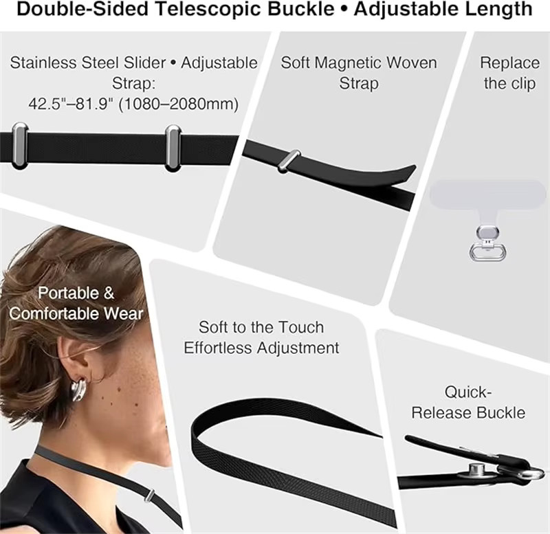 NMEGOU Magnetisches Telefon-Lanyard in Purple mit Universal-Clip und gewebtem Umhängeband für iPhone 17 Air 16 15 14 13 Pro Max als Handy-Hülle und Charm-Halsseil - Bild 2