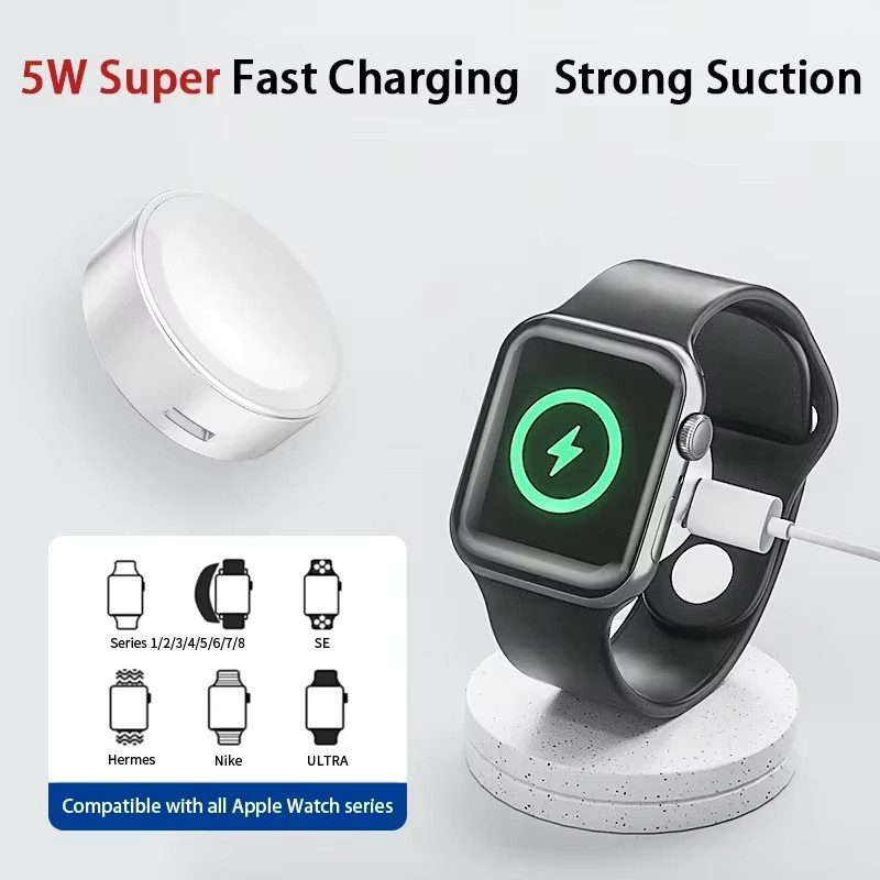 VIKEFON Uhren-Ladegerät, Edelstahl, Weiß, USB-C, Apple Watch - Bild 2