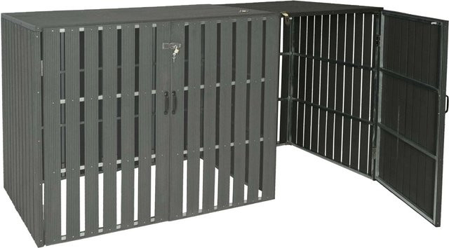 Proregal XL WPC-Mülltonnenverkleidung Erweiterung in Anthrazit mit Holzoptik, H x B x T: 115 x 76 x 100 cm - Bild 1