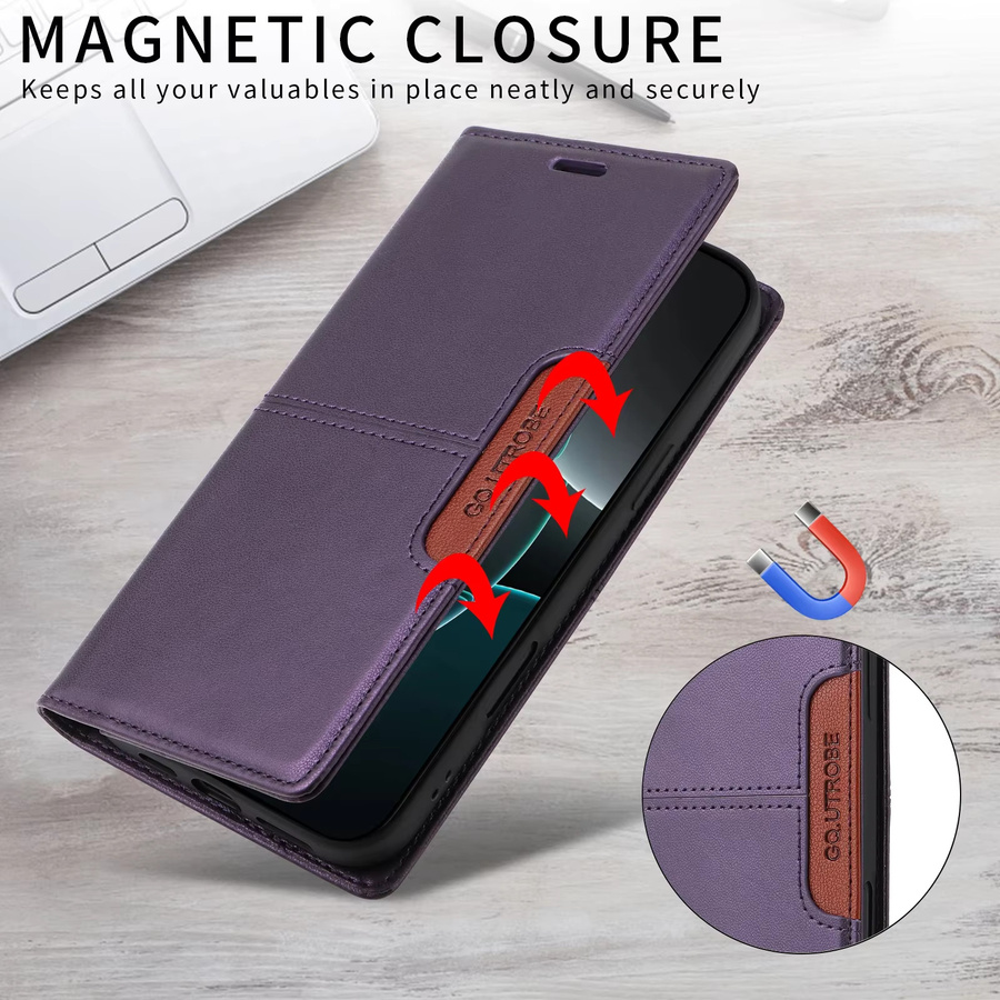 Flip-Lederhülle für Samsung Galaxy (verschiedene Modelle) als Brieftaschen-Schutzhülle in Schwarz oder Lila - Bild 3