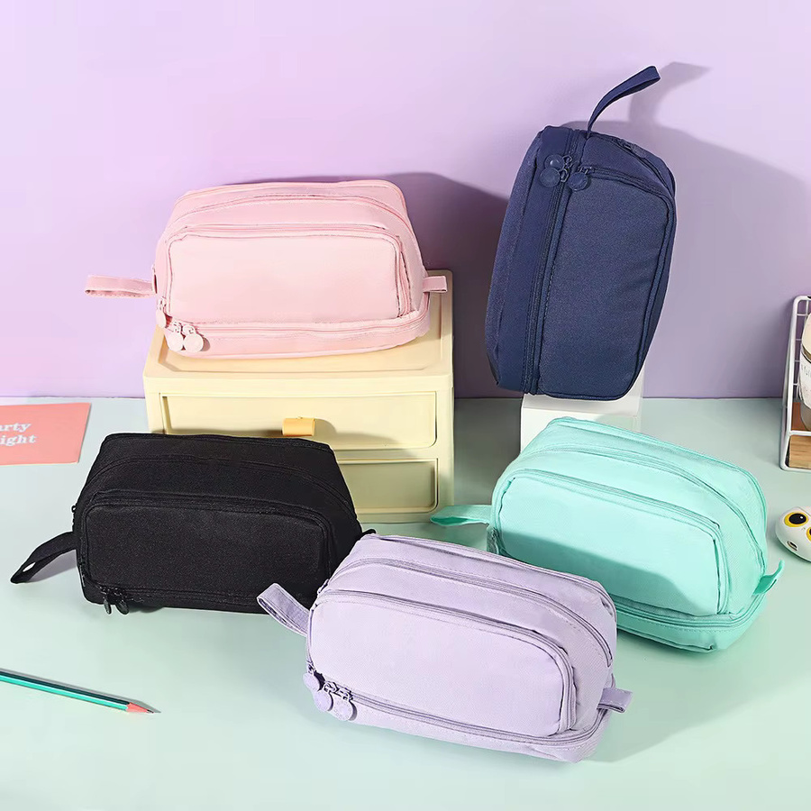Mehrschichtiges 4-Fach-Federmäppchen in Pink mit großer Kapazität als Stift-Organizer für Schule und Büro - Bild 2
