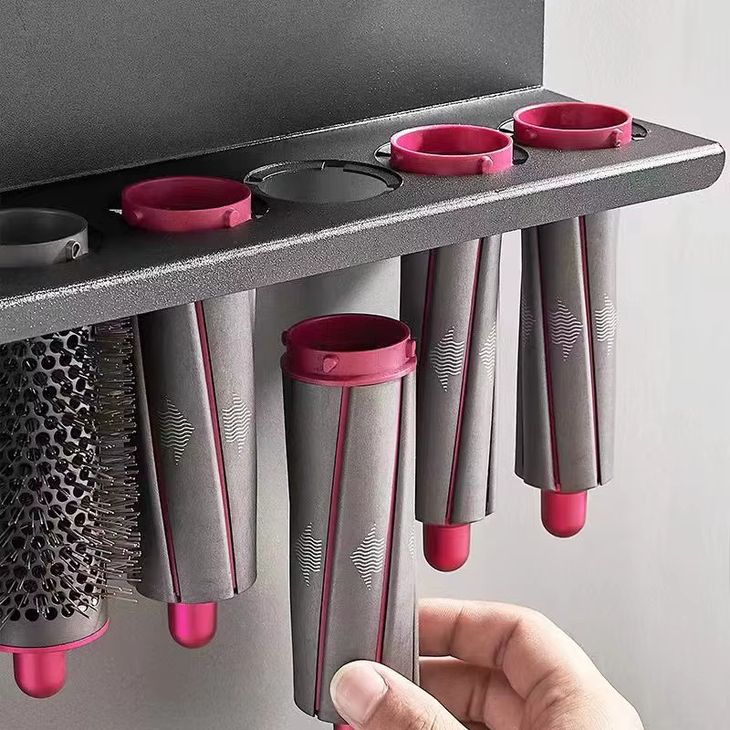 Wandmontiertes Aufbewahrungsregal für Dyson Airwrap in Schwarz und Gold zur Aufbewahrung von Trockner und Lockenwicklern - Bild 5