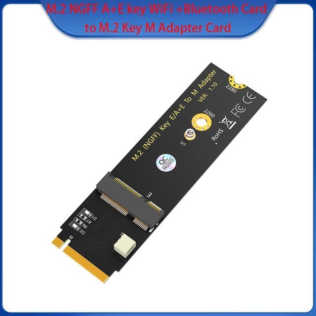 T.F.SKYWINDINTL M.2 Key M Adapterkarte für WiFi und Bluetooth Module Intel AX200 AX201 AX210 8260 8265 9260 in Schwarz - Bild 1