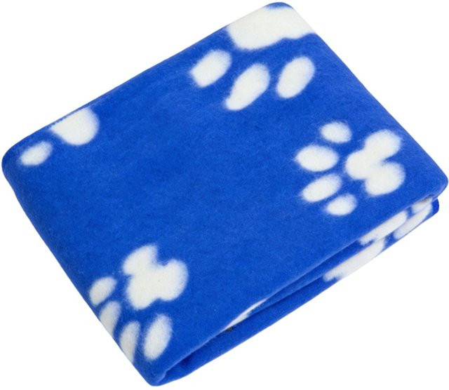 Weiche beidseitige Plüsch-Haustierdecke mit niedlichem Muster in Blau für Hunde und Katzen - Bild 1