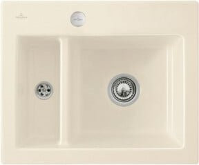 Villeroy & Boch Subway 60 XM Flat bündige Spüle aus Keramik in Crema/Beige mit Ablaufgarnitur und Excenterbetätigung, Breite: 60 cm - Bild 1