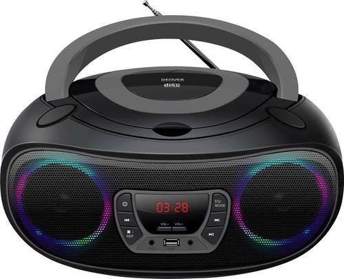 Denver TCL-212BT Boombox mit CD, Bluetooth, USB, AUX und LED-Licht in Grau - Bild 1