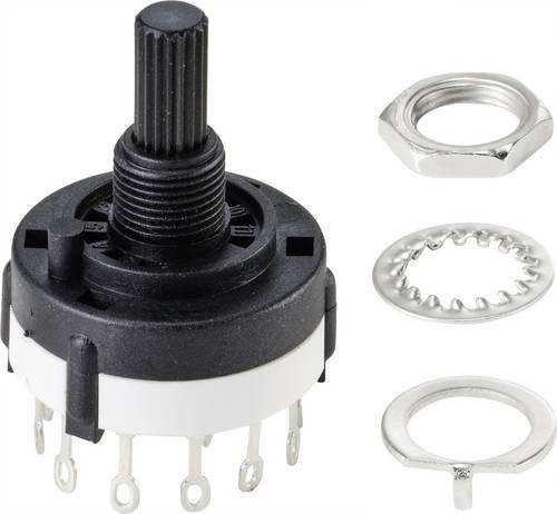 TRU COMPONENTS Drehschalter TC-9415596 SR26A4-2X6-18F20 Schwarz 250V 150mA 12 x 30° - Bild 1
