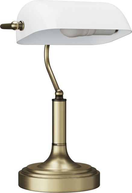 HOMCOM Banker Vintage Schreibtischlampe in Weiß mit E27 Fassung und verstellbarem Schirm für Büro und Zuhause - Bild 1