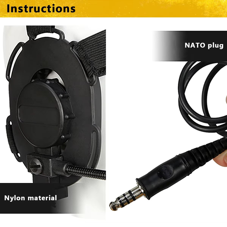 Taktischer U94 PTT Headset Adapter mit Kabel Stecker für Walkie Talkie Motorola, Baofeng UV-5R, TYT F8 und Kenwood in Schwarz - Bild 2