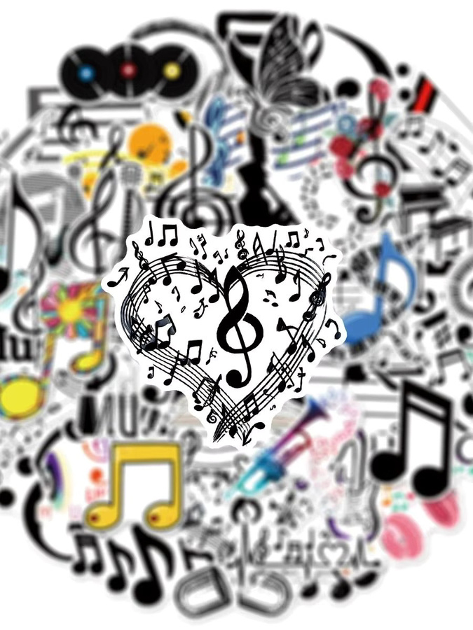 Wasserdichte Musik Talisman Aufkleber Set in Multicolour für Graffiti und Dekoration von Laptop, Gitarre und Gepäck - Bild 4
