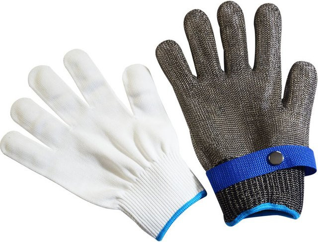 Schnittfeste Edelstahlhandschuhe aus HPPE in Silber, Stufe 5 Arbeitssicherheit für Metzger und Küche, Größe XS - Bild 1