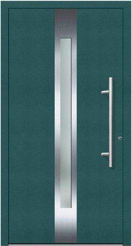 KNOCK Flügelüberdeckende Kunststoff-Haustür Terra in Moosgrün mit Glaseinsatz und RC2-Schutz - Bild 1