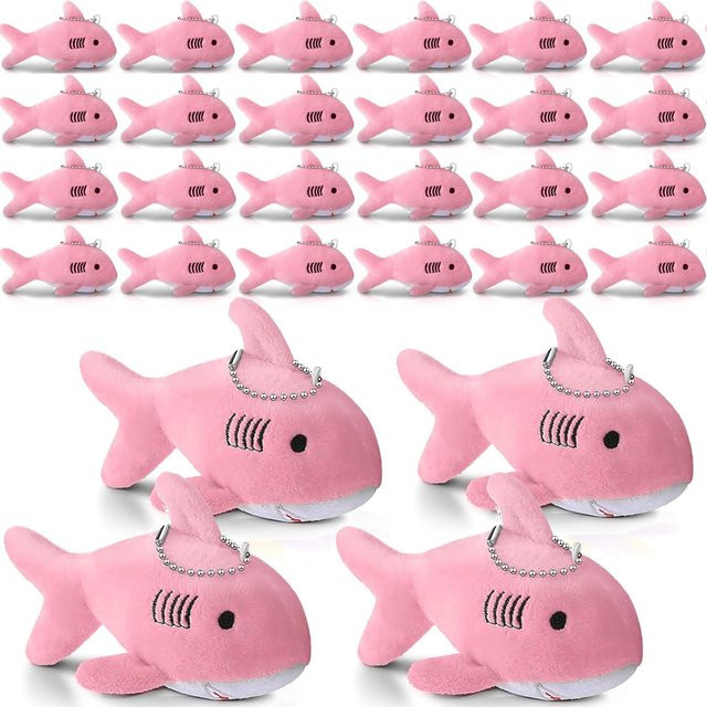 Linyi toy Haifisch Plüsch Schlüsselanhänger, rosa, 24-teiliges Set - Bild 1