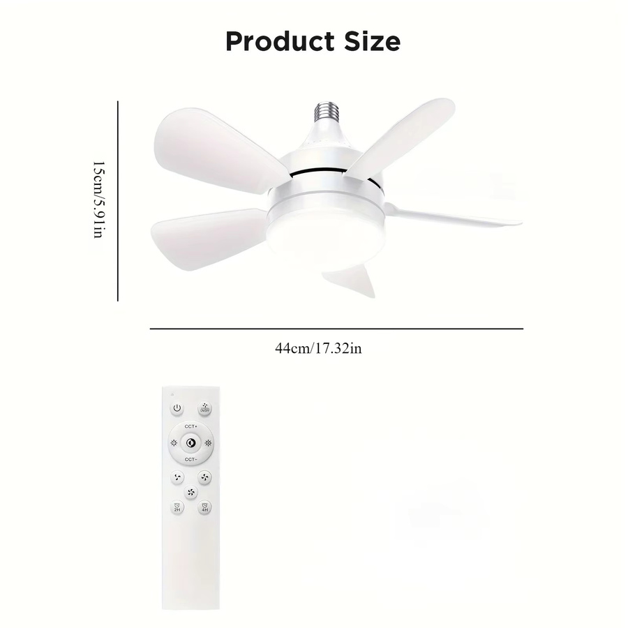 JOYINLED LED-Deckenventilatorleuchte in Weiß, dimmbar mit Fernbedienung, E27 Fassung, moderne runde Hängelampe für Wohnzimmer und Arbeitszimmer - Bild 2