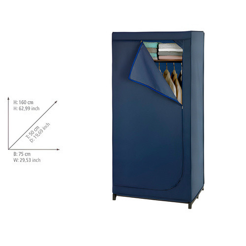 Wenko Kleiderschrank Business Dunkelblau mit Ablage und Kleiderstange, B/T/H: 75 x 50 x 160 cm - Bild 3