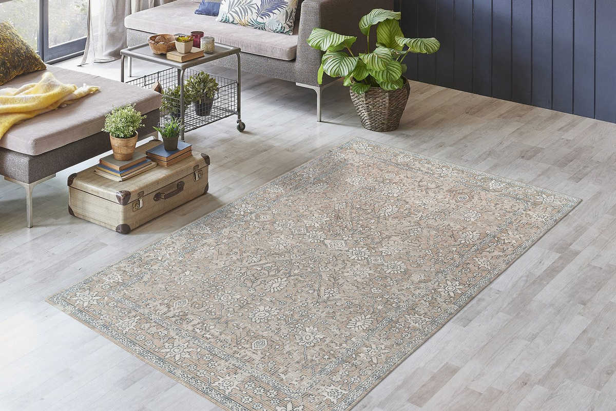 Kayoom Flachflorteppich Perry 125 in Khaki und Beige, rechteckig, B/L: 80 x 150 cm - Bild 1