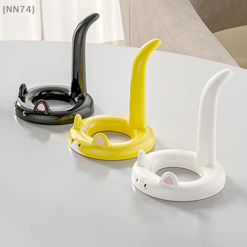 JETTING Telefonständer mit Cartoon-Katzen-Design in Weiß als dekorativer Schreibtischhalter und Organizer für Zuhause und Büro - Bild 4