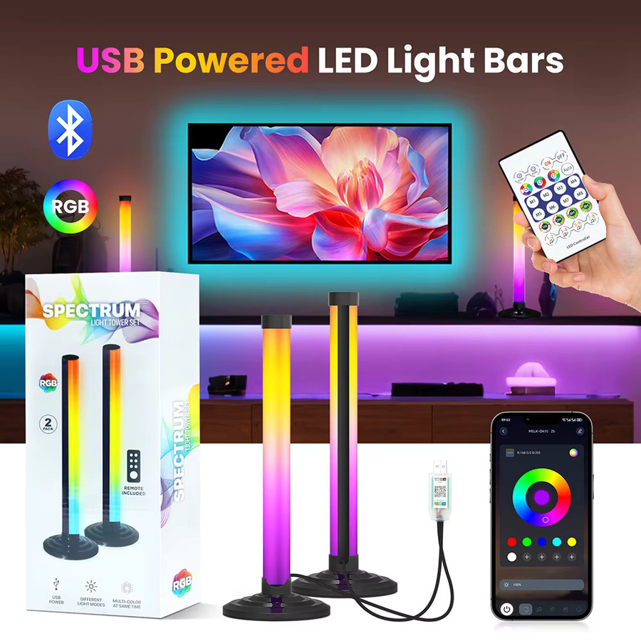 XUNATA Intelligente LED-Eck-Stehlampe in Schwarz, RGB Multicolour, mit Bluetooth, App-Steuerung, Musiksynchronisierung und Timer für Wohnzimmer und Schlafzimmer - Bild 2
