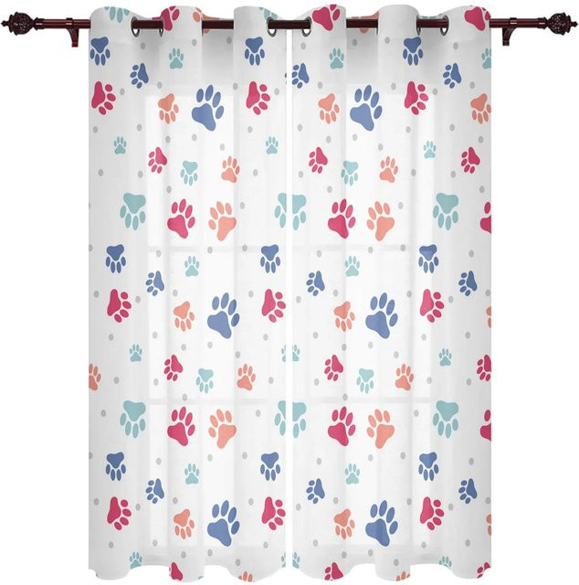 Verdunkelungsvorhang mit Hundepfotenabdruck von Yiran Furniture, Mehrfarbig, B: 55 cm, H: 120 cm - Bild 1