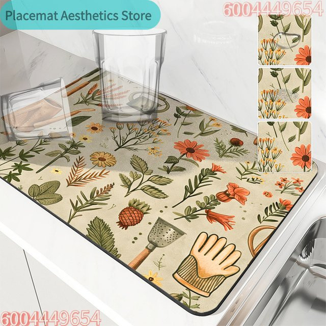 WMF Absorbiermatte mit floralem Design, rutschfest und schnelltrocknend, B/T: 40,0 x 3,0 cm - Bild 1