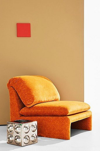 Arlo Sessel im Retro-Design mit Stoffbezug in Beige, Braun oder Orange - Bild 1