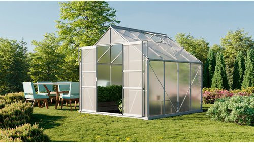 Mr. GARDENER Gewächshaus 6700/6 DT aus Polycarbonat, silberfarben, 6,7 m² - Bild 1