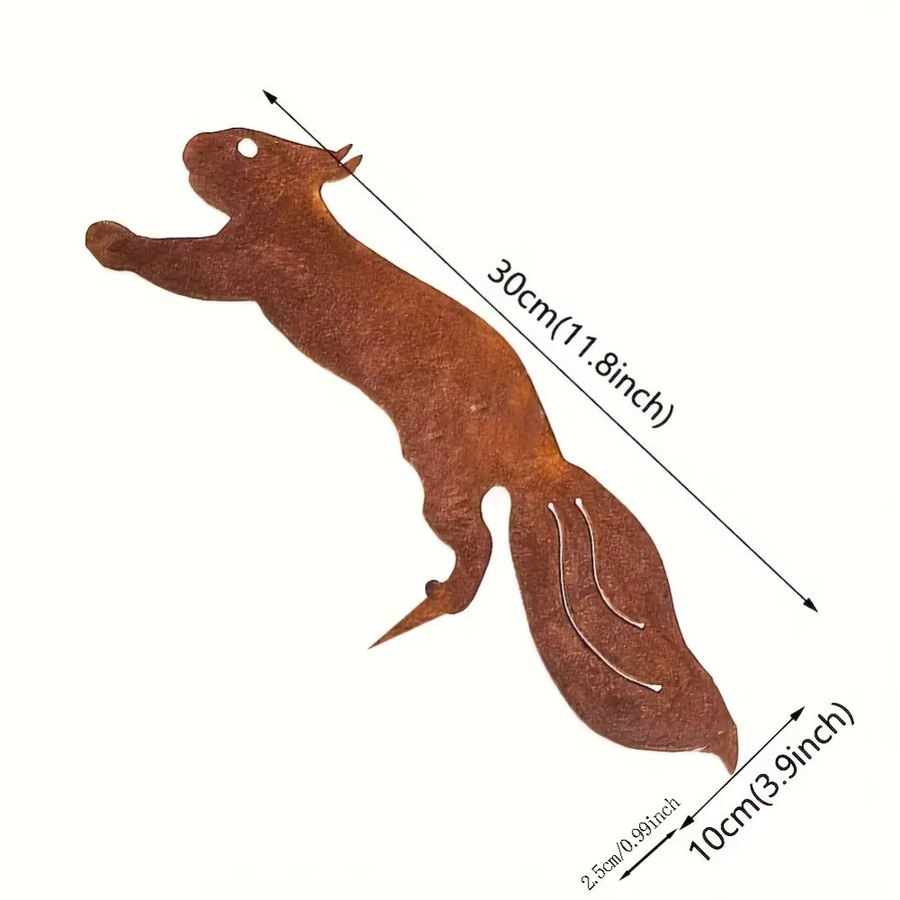 CIFBUY Garten-Baumeinsatz mit rostiger Eichhörnchen-Silhouette aus Metall zur Dekoration - Bild 2