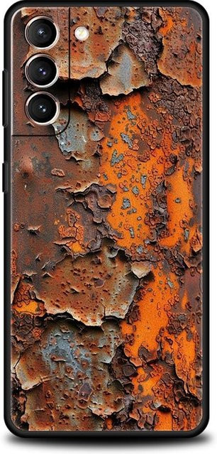 Handyhülle im Vintage Industriestil mit Rost-Optik für Samsung Galaxy S23 Plus, weiche TPU Abdeckung, Multicolor/Orange - Bild 1