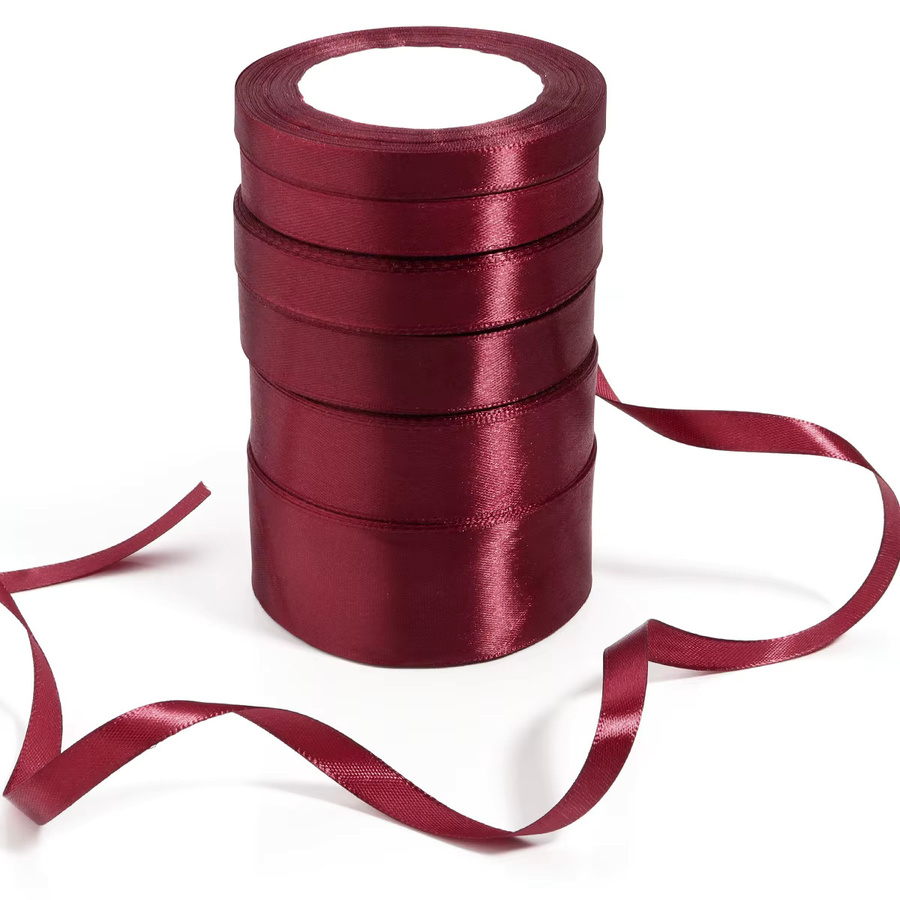 Weinrotes Satinband für DIY Dekorationen, Hochzeit, Party und Geschenke, Länge: 25 Yards - Bild 3