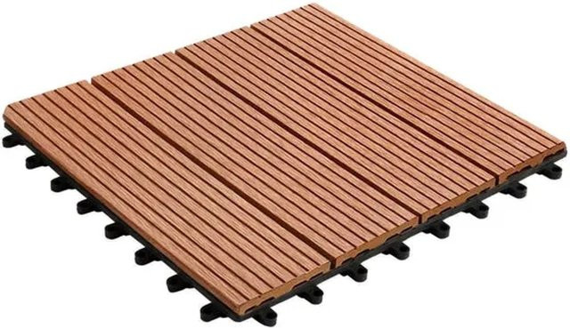 Karat WPC Klickfliese Royal Terrassenfliese Hellbraun B/B/H: 30 x 30 x 30 mm - Bild 1