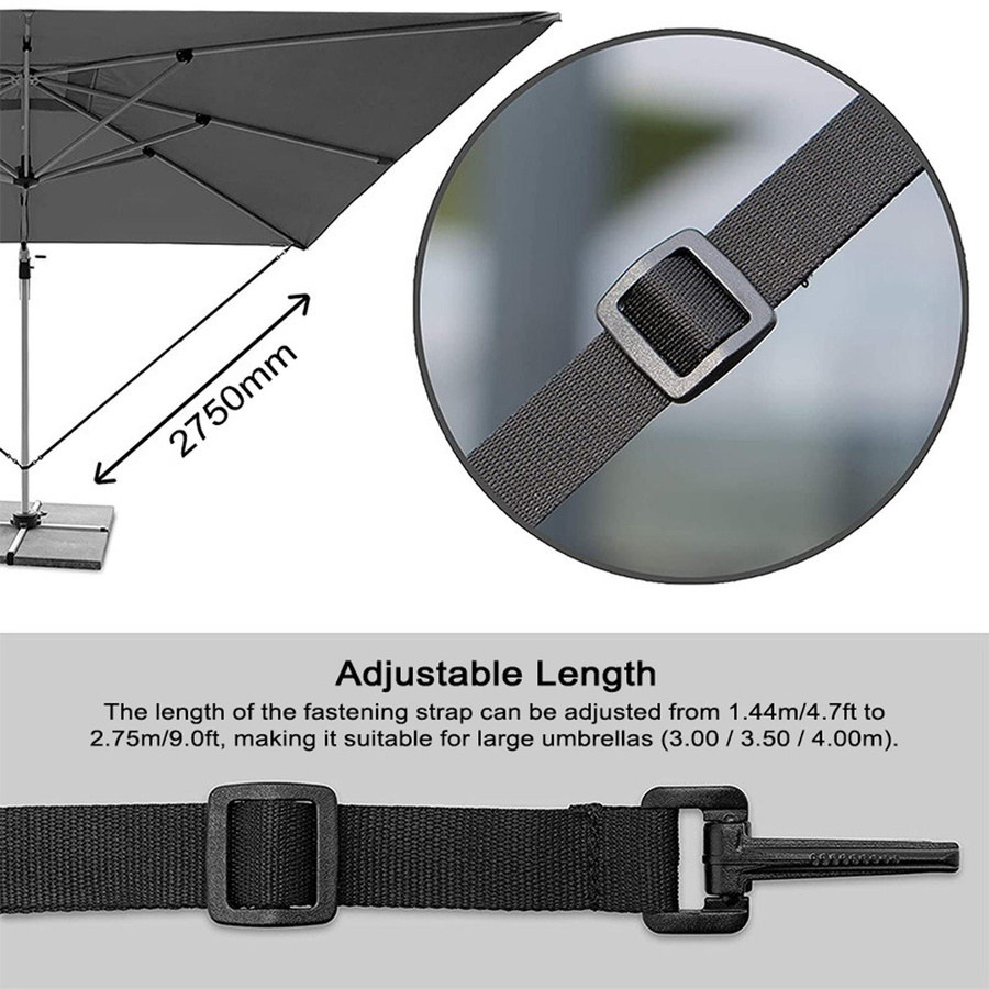 Fishine Befestigungsgurte für Sonnenschirme, Windstabilisator aus Polyester, Schwarz - Bild 3