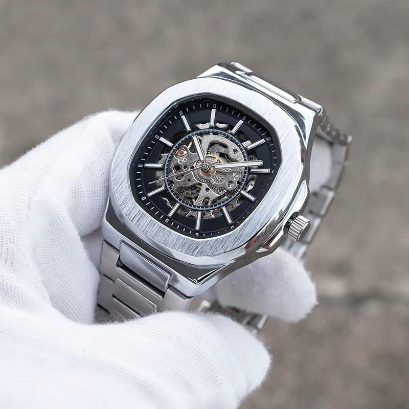Reef Tiger Armbanduhr, Automatik, Edelstahl, eckig, Schwarz, Silber, Herren - Bild 2