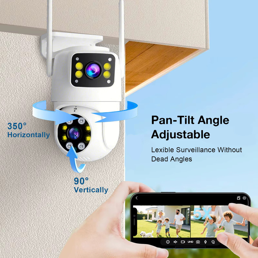 ANSVICAM 4K 8MP Tuya Smart WLAN-IP-Kamera mit Dual-Objektiv, PTZ Außenkamera mit KI-Auto-Tracking und IR-Nachtsicht in Weiß - Bild 3