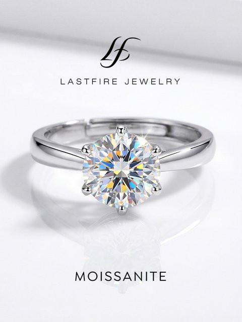 Moissanit-Diamantring, 925 Silber, Damen - Bild 1