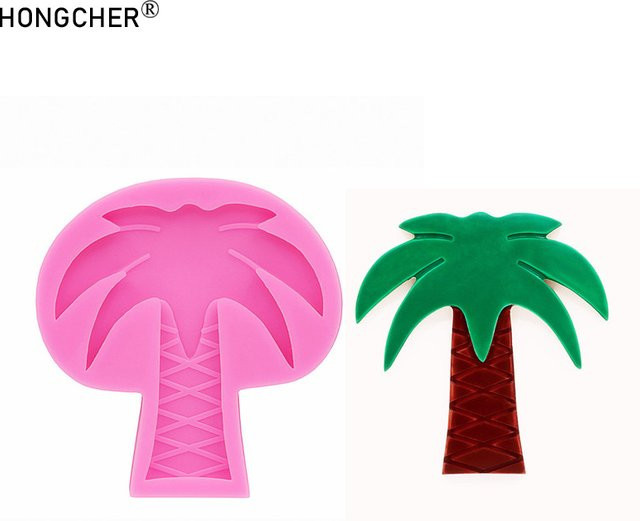 HONGCHER Silikonformen Kokosnussbaum und Friedensbaum in Pink für Schokoladenkuchen und Dessertdekorationen - Bild 1