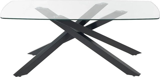 Vente-unique Esstisch Metrilia aus Sicherheitsglas und Metall, Transparent/Schwarz, Breite: 200 cm - Bild 1