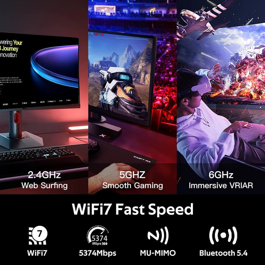 Fenvi WiFi 7 PCIe Netzwerkkarte mit Bluetooth 5.4, Tri-Band 5400Mbps (6GHz/5GHz/2.4GHz) Drahtlose Ethernet-Karte für PC mit Windows 10/11 - Bild 2