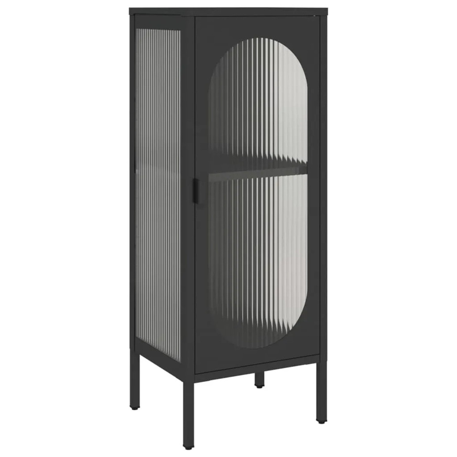vidaXL Sideboard Modern in Schwarz aus Glas und Stahl, B/T/H: 40 x 35 x 105 cm - Bild 2