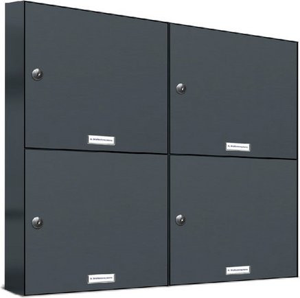 AL Briefkasten für 4 Parteien mit Zaundurchwurf, grau, B/H/T: 76,8 x 68,4 x 11,6 cm - Bild 1