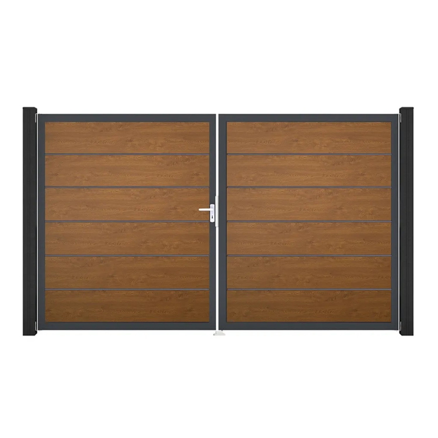 GroJa Tor Basicline Premium 2-flügelig Golden Oak B: 306 cm, H: 180 cm DIN Links - Bild 2