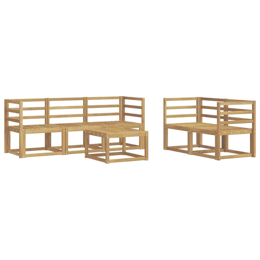 vidaXL Outdoor-Sofagarnitur 6-teilig aus Akazienholz in Weiß, B/T/H: 59 x 59 x 37 cm - Bild 2