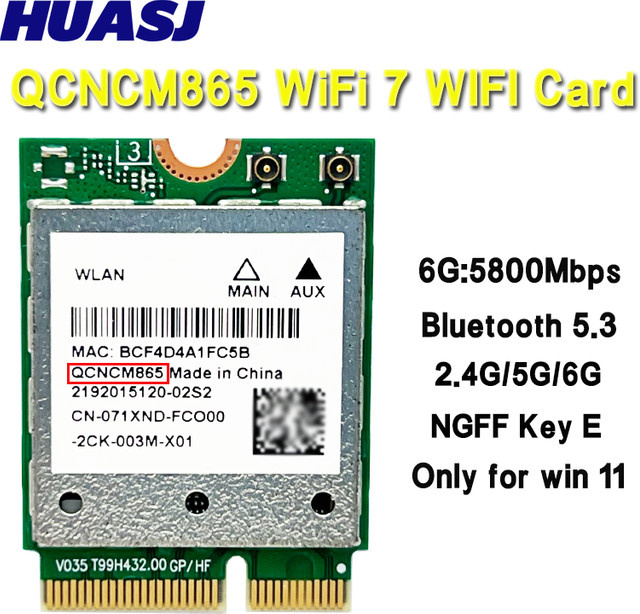 HUASJ M.2 Netzwerkkarte mit Wi-Fi 6E und Bluetooth 5.3, Tri-Band Wireless Adapter für Windows 11 - Bild 1
