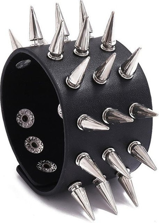 YIRAN Armband Leder, Nieten, Schwarz, Herren