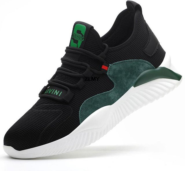 NB Fashion Sicherheitsschuhe für Damen und Herren in Schwarz mit Stahlkappe, atmungsaktive Arbeits-Sneaker, stich- und schlagfest, Größe 48 - Bild 1