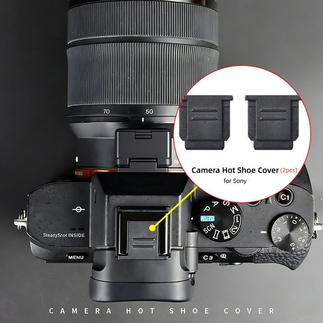 2 Stück Blitzschuhabdeckungen in Schwarz für Sony Kameras wie A7, A6000, A6400 und A9 Serie - Bild 1