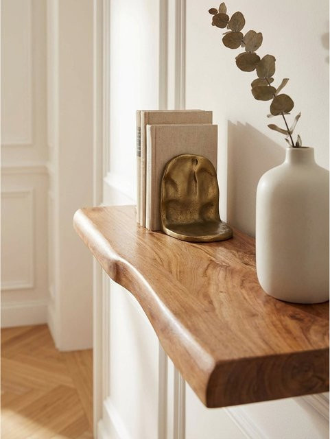 Wandregal aus Massivholz Akazie im Landhausstil von KADIMA DESIGN, Farbe Braun, B/T/H: 60 x 26 x 4 cm - Bild 1