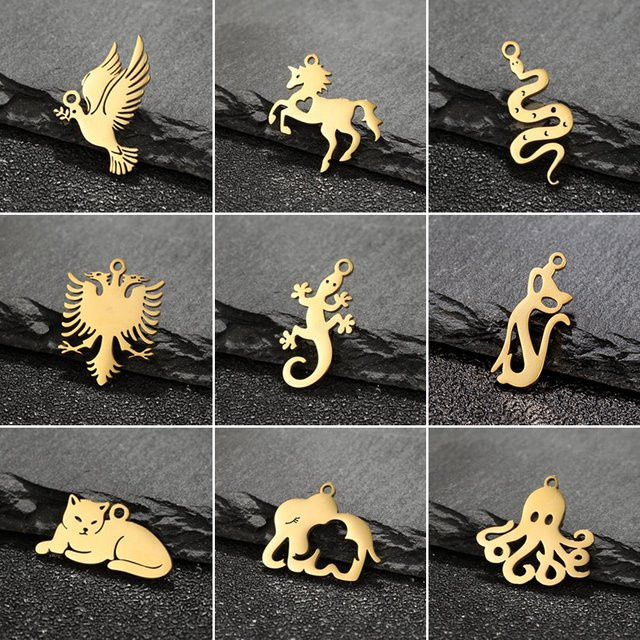 SMJEL Charms Edelstahl, Schlange, Oktopus, Einhorn, Eidechse, Unisex - Bild 1